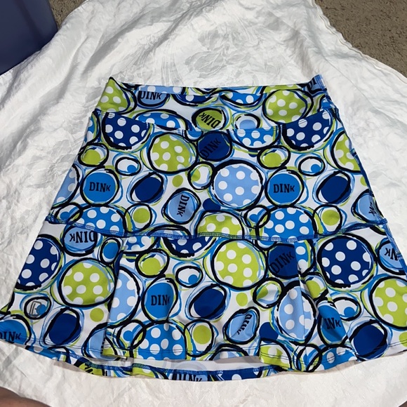 Pickleball Bella Aline Skort - 4 blue dink print , polyester spandex - Picture 4 of 8